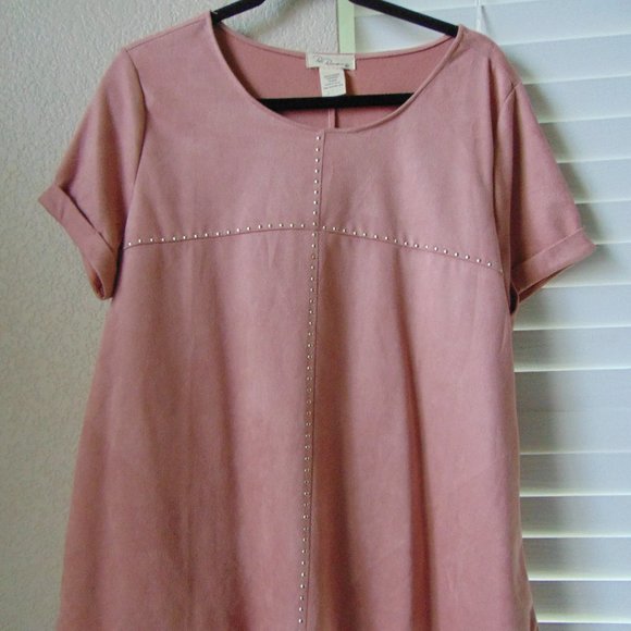 Rae Republic Dusty Rose Suede Look Blouse Size  XL - Picture 6 of 8